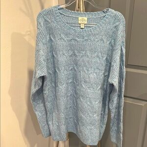 St. John's Bay Blue Crew Neck Sweater with Textured Knit